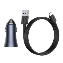 Автомобильное зарядное устройство Baseus Golden Contactor Pro Dual Quick Charger Car Charger 40W USB+Type-C + Кабель USB to Type-C 1м Серый