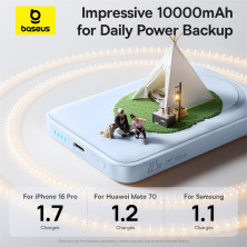 УМБ Baseus EnerFill FM11 Ultra-Mini Magnetic 2in1 10000mAh 22.5W 3A QC3.0+PD3.0 с Беспроводной зарядкой Qi 15W Голубой
