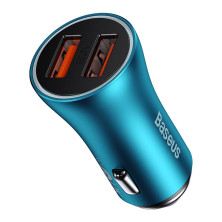 Автомобільний зарядний пристрій Baseus Golden Contactor Max Dual Fast Charger Car Charger 60W 2USB Блакитний
