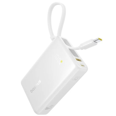 УМБ Baseus PicoGo Digital Display 10000mAh 45W 3A з технологією QC3.0+PD3.0 і Type-C кабелем 45W Білий
