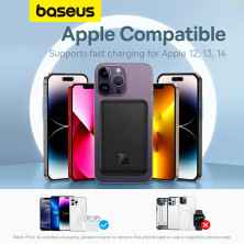 УМБ Baseus Magnetic Mini Wireless Fast Charge 2in1 5000mAh 20W 2.4A QC3.0+PD3.0 з Бездротовою зарядкою Qi 15W Чорний