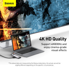 USB-хаб Baseus 5in1 Metal Gleam 5-Port Type-C HUB Adapter Type-C to USB3.0*3, Type-C*1, 4KHDMI Серый