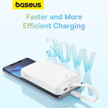 УМБ Baseus Magnetic Mini Wireless Fast Charge 10000mAh 30W 3A QC3.0+PD3.0 з функцією MagSafe та Qi 15W і Type-C 30W кабелем Білий