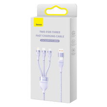 Кабель Baseus Flash Series 2 3-in-2 Fast Charging Data Cable  USB+Type-C to Lightning+Type-C+MicroUSB 100W 1.2m Фіолетовий
