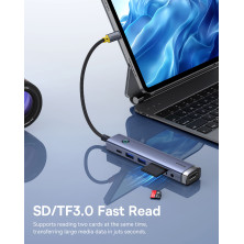 USB-хаб Baseus 7in1 UltraJoy AIR 7-Port Type-C HUB Adapter Type-C to USB3.0*2, Type-C(PD)*1, 4KHDMI, AUX, SD/TF 3.0 Серый