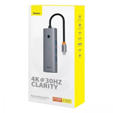 USB-хаб Baseus 6in1 UltraJoy 6-Port Type-C HUB Adapter Type-C to USB3.0*3, Type-C(PD)*1, 4KHDMI, RJ45 Сірий