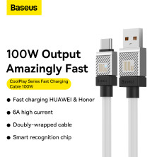 Кабель Baseus CoolPlay Series Fast Charging Data Cable USB to Type-C 100W 20V 5A 2m Білий
