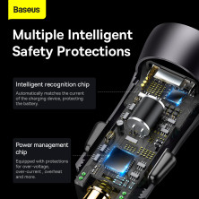 Автомобильное зарядное устройство Baseus Golden Contactor Max Dual Fast Charger Car Charger 60W USB+Type-C Серый