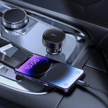 Автомобільний зарядний пристрій Baseus Enjoyment Pro Retractable 55W USB і з вбудованим кабелем Lightning 0.70м Чорний