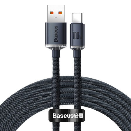 Кабель Baseus Crystal Shine Series Fast Charging Data Cable USB to Type-C 100W 20V 5A 2m Чорний
