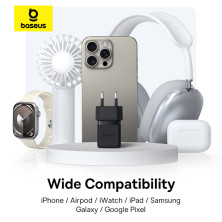 Сетевое зарядное устройство Baseus Palm Fast Charger QC3.0+PD3.0 30W USB+Type-C 3A + Кабель Type-C to Type-C 60W 20V/3A 1м Черний