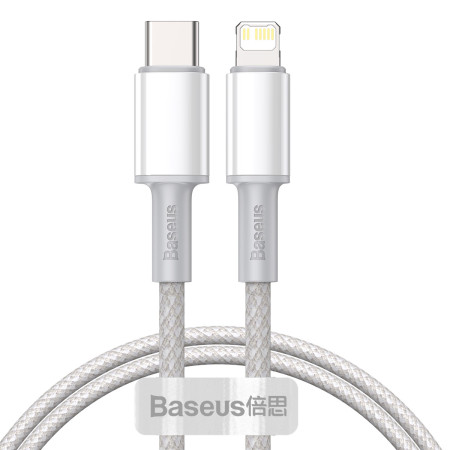 Кабель Baseus High Density Braided Fast Charging Data Cable Type-C to Lightning PD 20W 1m Белый
