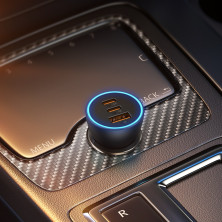 Автомобильное зарядное устройство Baseus Golden Contactor Pro Triple Fast Charger Car Charger 65W USB+2Type-C Серый