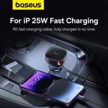 Автомобільний зарядний пристрій Baseus Enjoyment Pro Retractable 60W Type-C і з вбудованим кабелем 2-in-1 Type-C и Lightning  0.70м Чорний