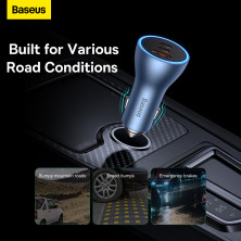 Автомобильное зарядное устройство Baseus Golden Contactor Pro Triple Fast Charger Car Charger 65W USB+2Type-C Голубой