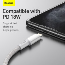 Кабель Baseus High Density Braided Fast Charging Data Cable Type-C to Lightning PD 20W 1m Белый