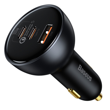 Автомобильное зарядное устройство Baseus Qualcomm QC 5 Technology Multi-Port Fast Charge Car Charger 160W USB+2Type-C + Кабель Type-C to Type-C 100W 1м Серый
