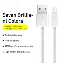 Кабель Baseus Dynamic Series Fast Charging USB to Lightning 2.4A 2m Білий