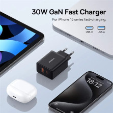 Мережевий зарядний пристрій Baseus Cube Fast Charger QC3.0+PD3.0 30W USB+Type-C 3A Чорний