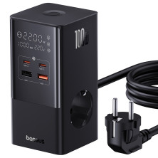 Мережевий зарядний пристрій Baseus PowerCombo Tower PowerStrip 100W 2AC+2USB+2Type-C 5A Чорний