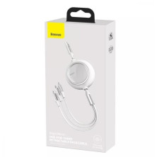 Кабель Baseus Bright Mirror Retractable 3-in-1 Fast Charging Data Cable USB to Lightning+Type-C+MicroUSB 3.5А 1.2m Белый