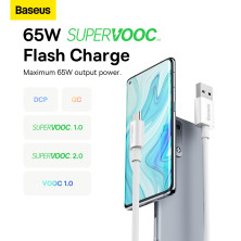 Кабель Baseus Superior Series Fast Charging Data Cable USB to Type-C 65W SUPERVOOC 1m Білий