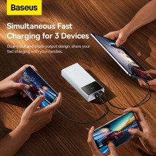 УМБ Baseus Star-Lord Digital Display 30000mAh 22.5W с технологией QC3.0+PD3.0 2USB+Type-C + Кабель USB to Type-C Белый