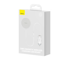 Беспроводное автомобильное зарядное устройство Baseus CW01 Magnetic Wireless Charging Car Mount 40W с функцией MagSafe и Qi 15W+Type-C 25W Белый