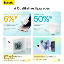 Мережевий зарядний пристрій Baseus GaN5 Fast Charger 1C PD3.0 20W Type-C 3A Білий