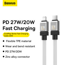 Кабель Baseus CoolPlay Series Fast Charging Data Cable Type-C to Lightning PD 20W 1m Белый