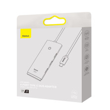 USB-хаб Baseus 4in1 Lite Series 4-Port Type-C HUB Adapter Type-C to USB3.0*4 кабель 2м Чорний