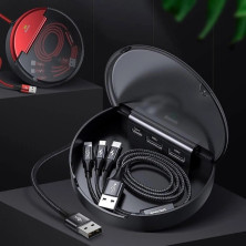Кабель станція для зарядки Baseus Car Sharing Charging Station 6-in-1 USB to Lightning+Type-C+MicroUSB 3А 1m Чорний
