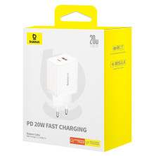Мережевий зарядний пристрій Baseus Cube Fast Charger QC3.0+PD3.0 20W USB+Type-C 3A Білий