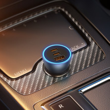 Автомобильное зарядное устройство Baseus Golden Contactor Pro Triple Fast Charger Car Charger 65W USB+2Type-C Голубой