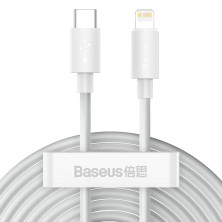Кабель Baseus Simple Wisdom Series Fast Charging Data Cable Type-C to Lightning PD 20W 1.5m Набор 2 шт Белый