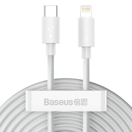Кабель Baseus Simple Wisdom Series Fast Charging Data Cable Type-C to Lightning PD 20W 1.5m Набор 2 шт Белый