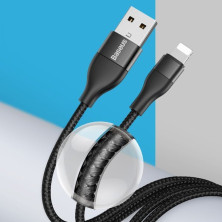Кабель Baseus Dual Output Cafule 2-in-1 Fast Charging Data Cable USB + Type-C to Lightning 18W 1m Чорний
