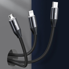 Кабель Baseus Car Co-sharing Cable 3-in-1 Fast Charging Data Cable USB to Lightning+Type-C+MicroUSB 3.5А 1m Чорний