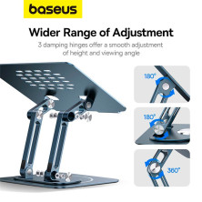 Подставка для ноутбука Baseus UltraStable Pro Series Rotatable and Foldable Laptop Stand на 3 шарнирах вращение 360° Серый