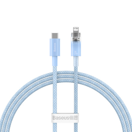 Кабель Baseus Explorer Series with Smart Temperature Control Fast Charging Data Cable Type-C to Lightning PD 20W 1m Голубой