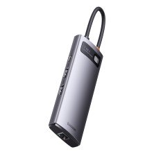 USB-хаб Baseus 7in1 Metal Gleam 7-Port Type-C HUB Adapter Type-C to USB3.0*3, Type-C(PD)*1, 4KHDMI*2, RJ45 Серый