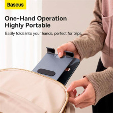 Підставка для телефона і планшета настільна Baseus Desktop Biaxial Foldable Metal Stand for Tablets обертання 360° Сірий