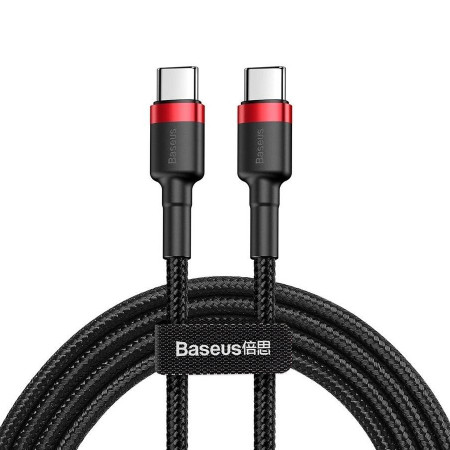 Кабель Baseus Cafule Flash Charging Data Line Cable Type-C to Type-C PD 2.0 QC 3.0 60W 20V 3A 2m Черно-Красный