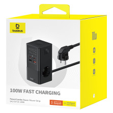 Мережевий зарядний пристрій Baseus PowerCombo Tower PowerStrip 100W 2AC+2USB+2Type-C 5A Чорний