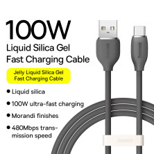 Кабель Baseus Jelly Liquid Silica Gel Series Fast Charging Data Cable USB to Type-C 100W 20V 5A 2m Чорний