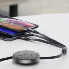 Кабель Baseus Fabric Flexible 3-in-1 Fast Charging Data Cable USB to Lightning+Type-C+MicroUSB 3.5А 1.2m Черный