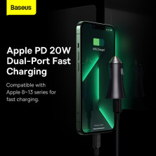 Автомобільний зарядний пристрій Baseus Golden Contactor Pro Dual Quick Charger Car Charger 40W 2Type-C Сірий
