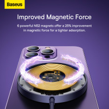 Бездротовий зарядний пристрій Baseus Simple Mini3 Magnetic з функцією MagSafe і Qi 15W Фіолетовий