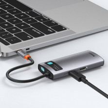 USB-хаб Baseus 4in1 Metal Gleam 4-Port Type-C HUB Adapter Type-C to USB3.0*1, USB2.0*1, Type-C(PD)*1, 4KHDMI Сірий
