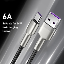 Кабель Baseus Cafule Metal Data Cable USB to Type-C 66W 11V 6A 0.25m Черный